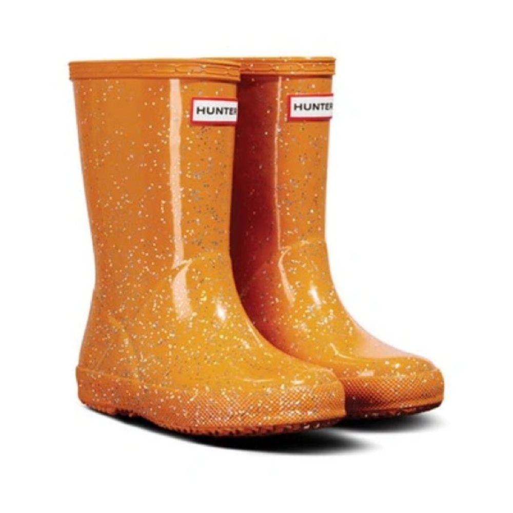 Hunter Toddler Girls Orange Glitter Rain Boots